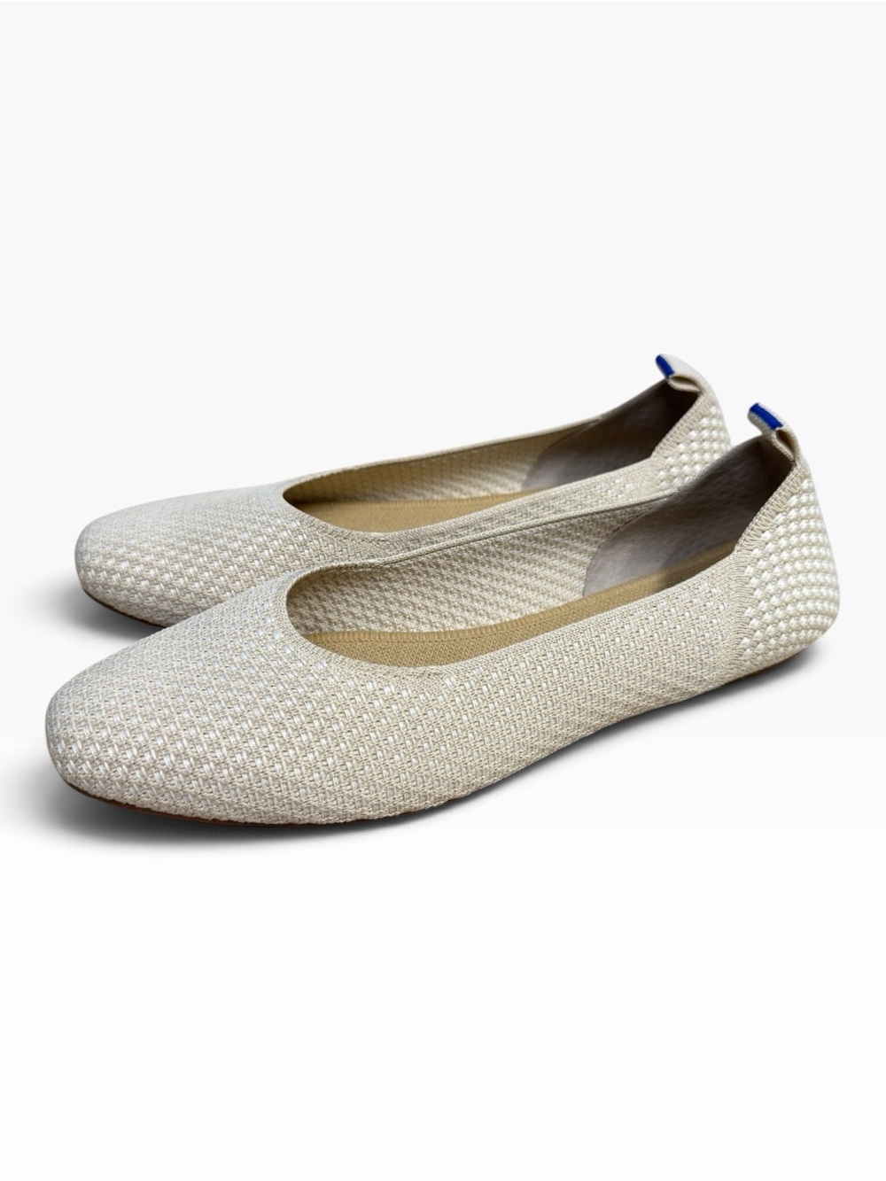 Rothy’s The Flat Cream Sandstone Knit Ballet Flats Women’s Size 10.5 Washable